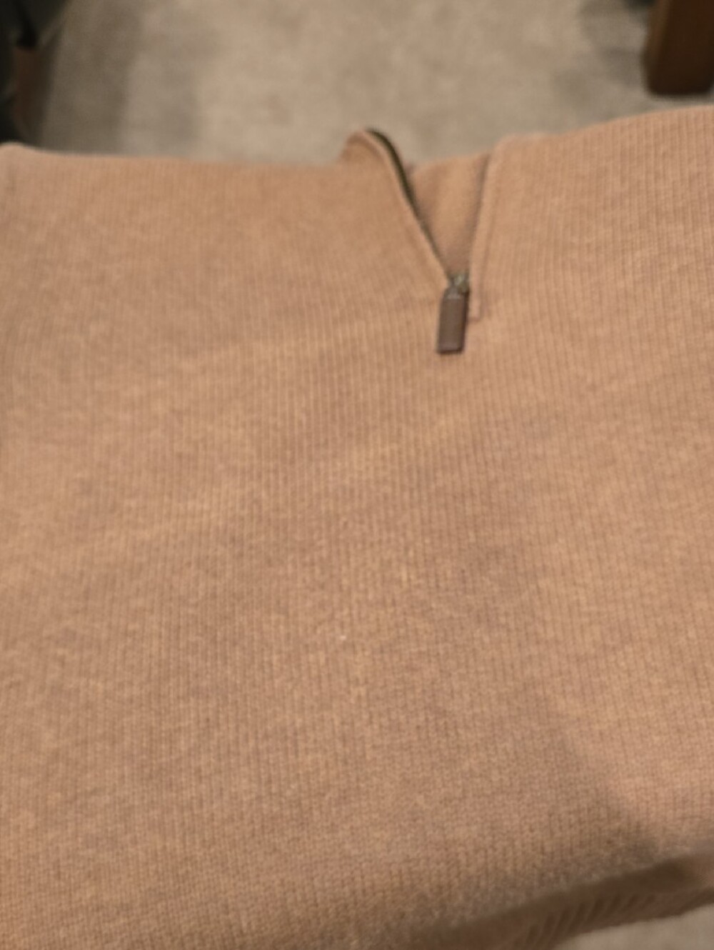 Polo by Ralph Lauren Men's Tan Zip-Neck Sweater with Pony Logo - Picture 4 of 8
